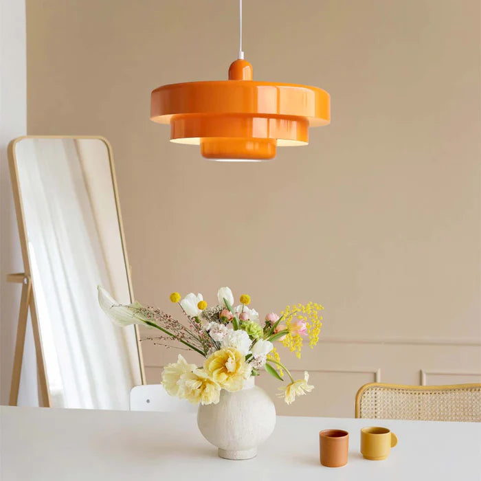 Mid Century Bauhaus Hanglamp Enkele Kop Ijzer Vintage Stijl Oranje D 35 cm x H 21 cm ∅ 13
