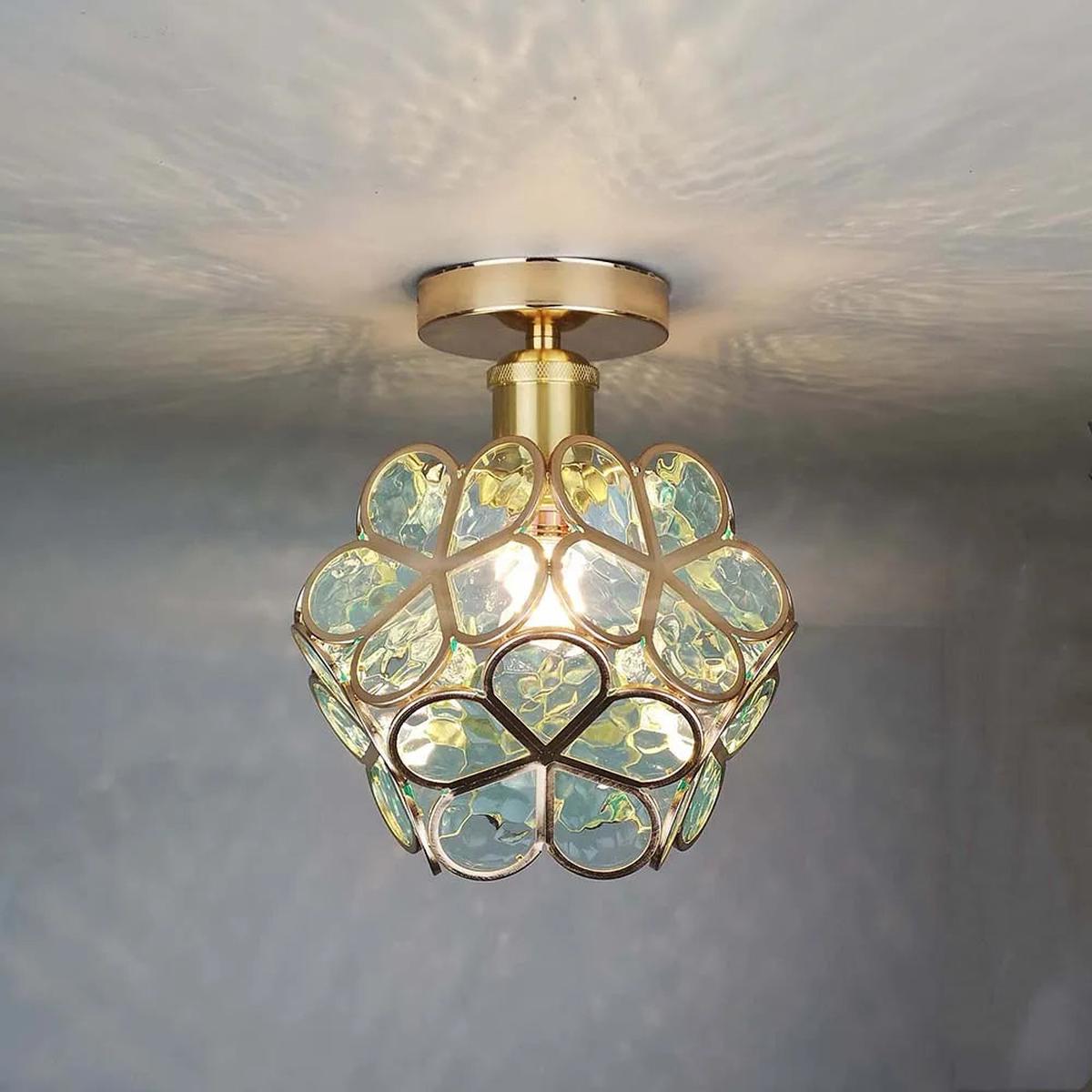 Bloemenachtige Glazen Plafondlamp Warme Verlichting