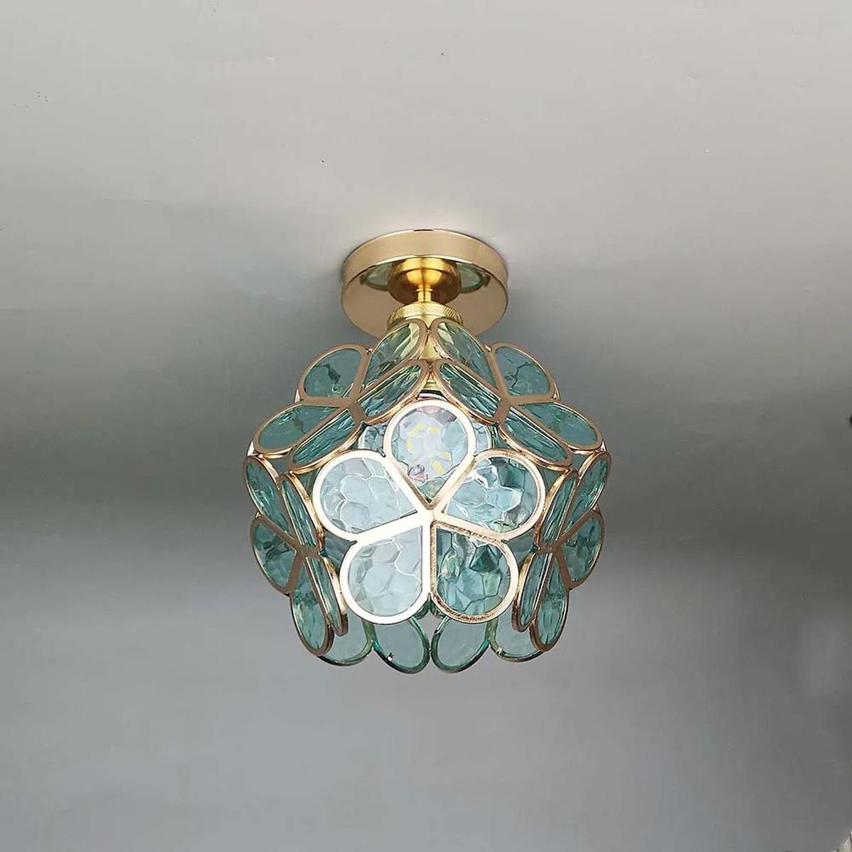 Bloemenachtige Glazen Plafondlamp Warme Verlichting
