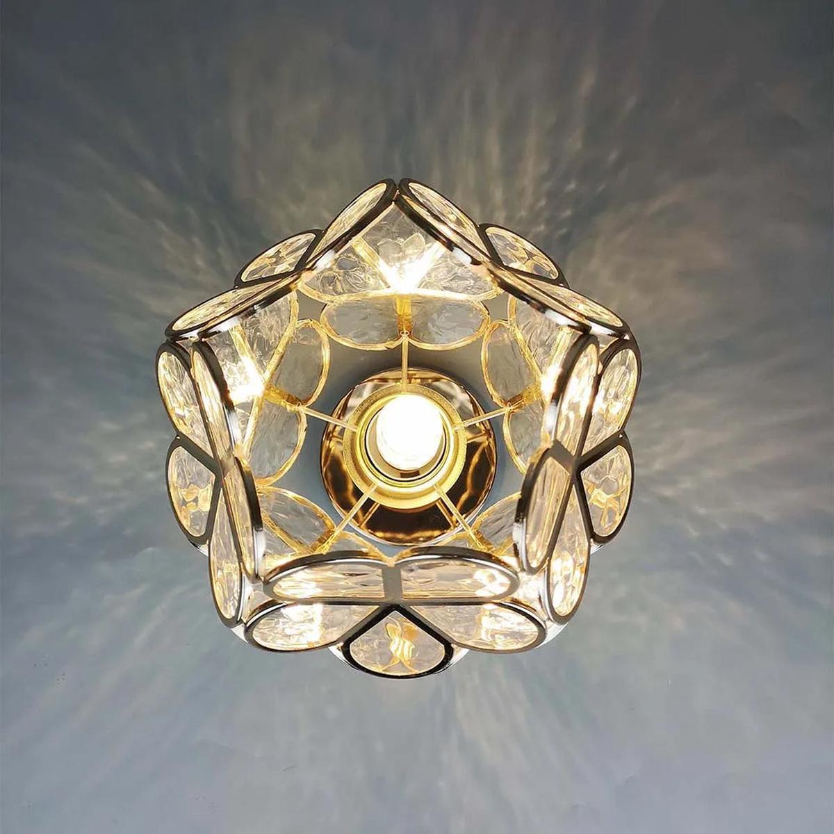 Bloemenachtige Glazen Plafondlamp Warme Verlichting