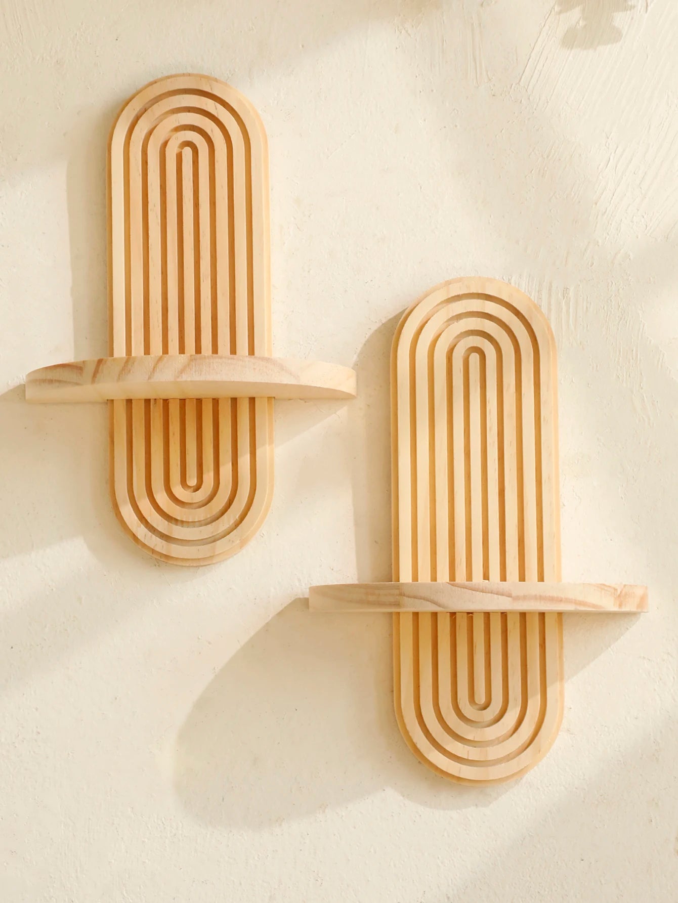 Boho Houten Wandplank Geometrisch Ontwerp Voor Boeken Decoratie