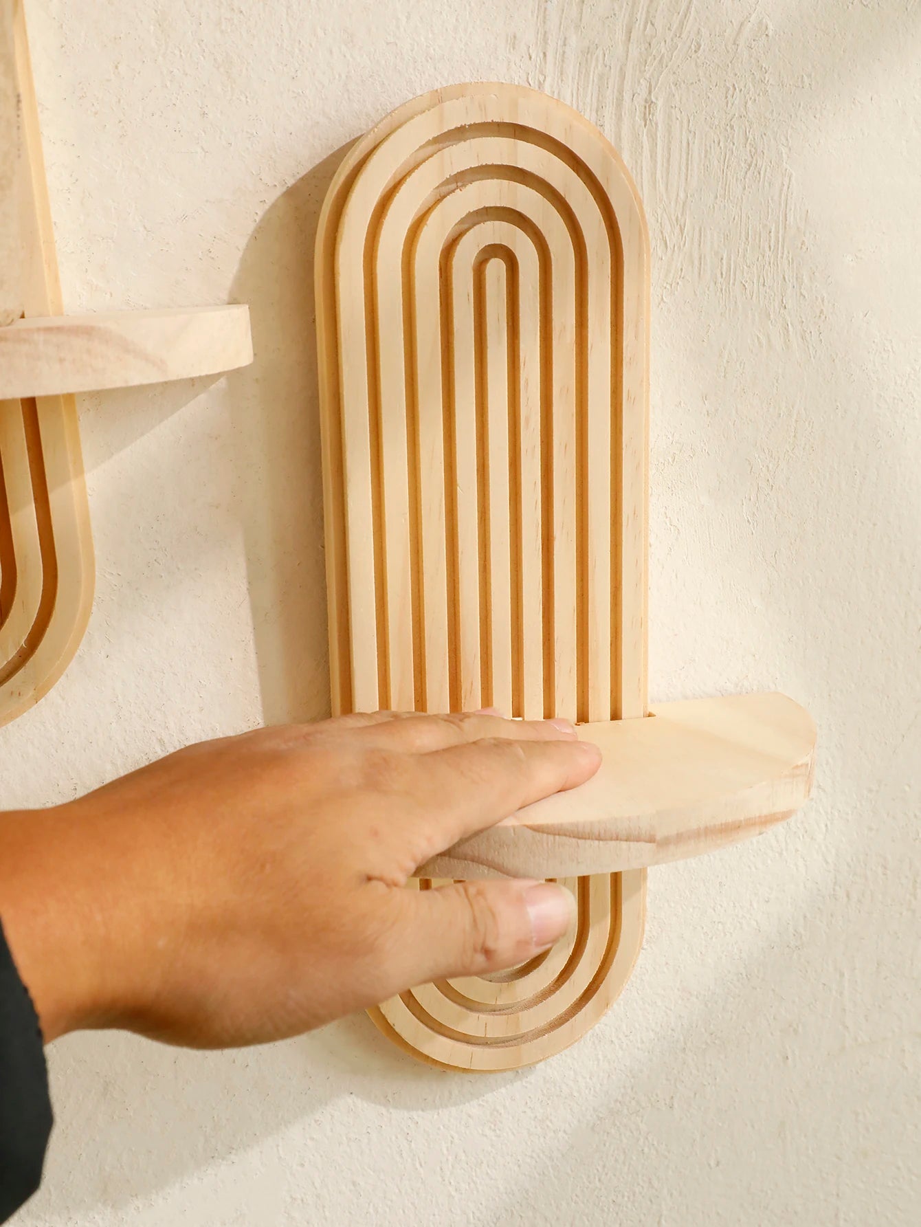 Boho Houten Wandplank Geometrisch Ontwerp Voor Boeken Decoratie