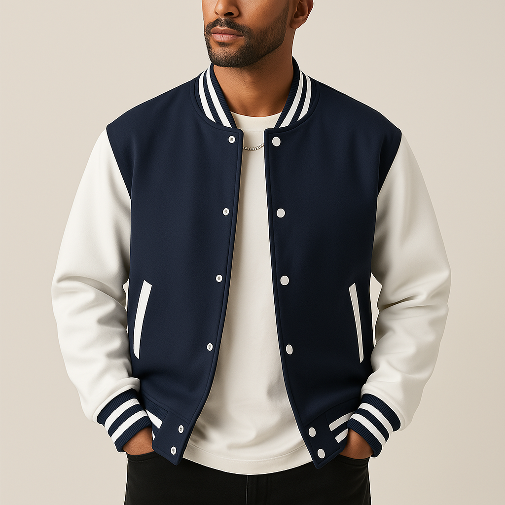 Casual Baseballjack Voor Heren Baseballstijl Lichte Model - Winterjas Heren Marineblauw