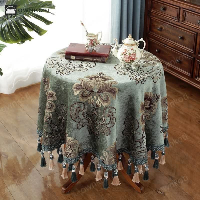 Luxueus Chenille Jacquard Bloemen Tafelkleed Met Pracht I