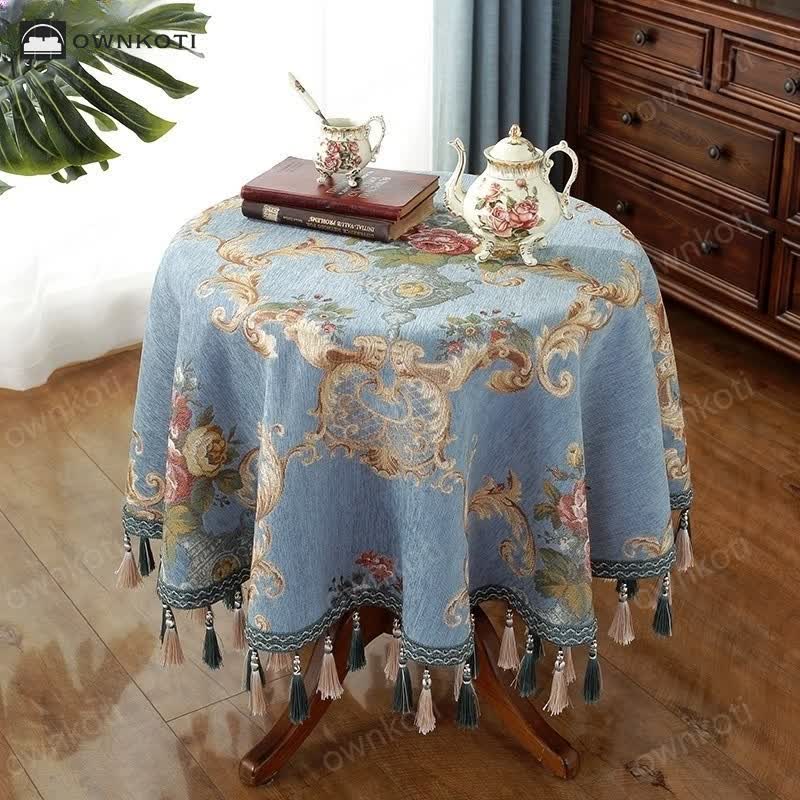 Luxueus Chenille Jacquard Bloemen Tafelkleed Met Pracht E
