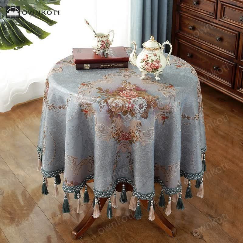 Luxueus Chenille Jacquard Bloemen Tafelkleed Met Pracht G