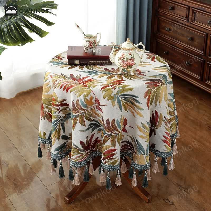 Luxueus Chenille Jacquard Bloemen Tafelkleed Met Pracht B