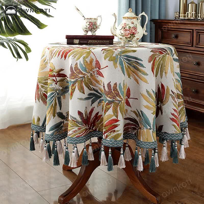 Luxueus Chenille Jacquard Bloemen Tafelkleed Met Pracht