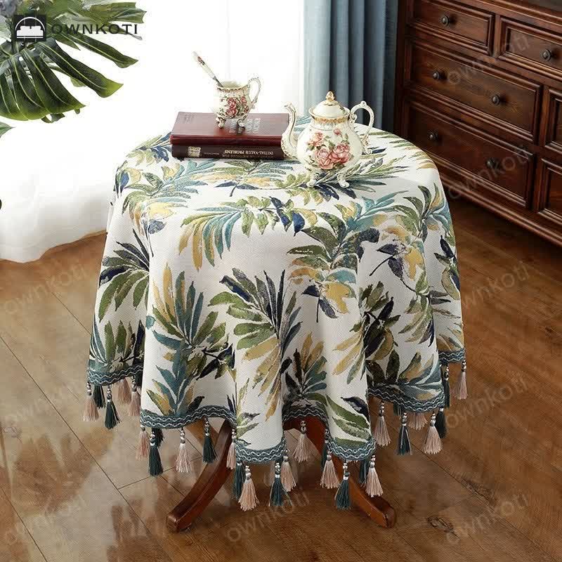 Luxueus Chenille Jacquard Bloemen Tafelkleed Met Pracht C