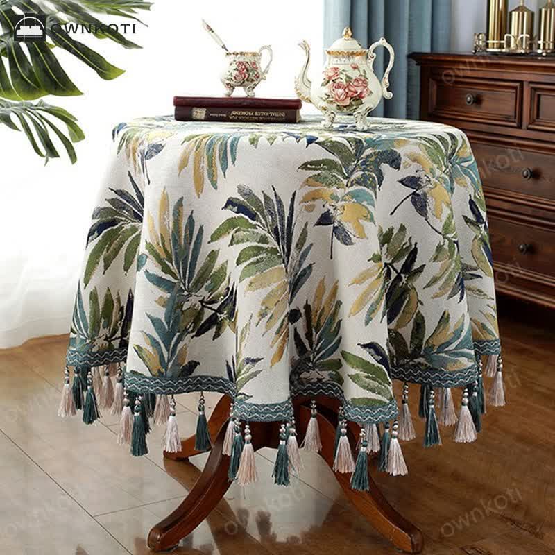 Luxueus Chenille Jacquard Bloemen Tafelkleed Met Pracht