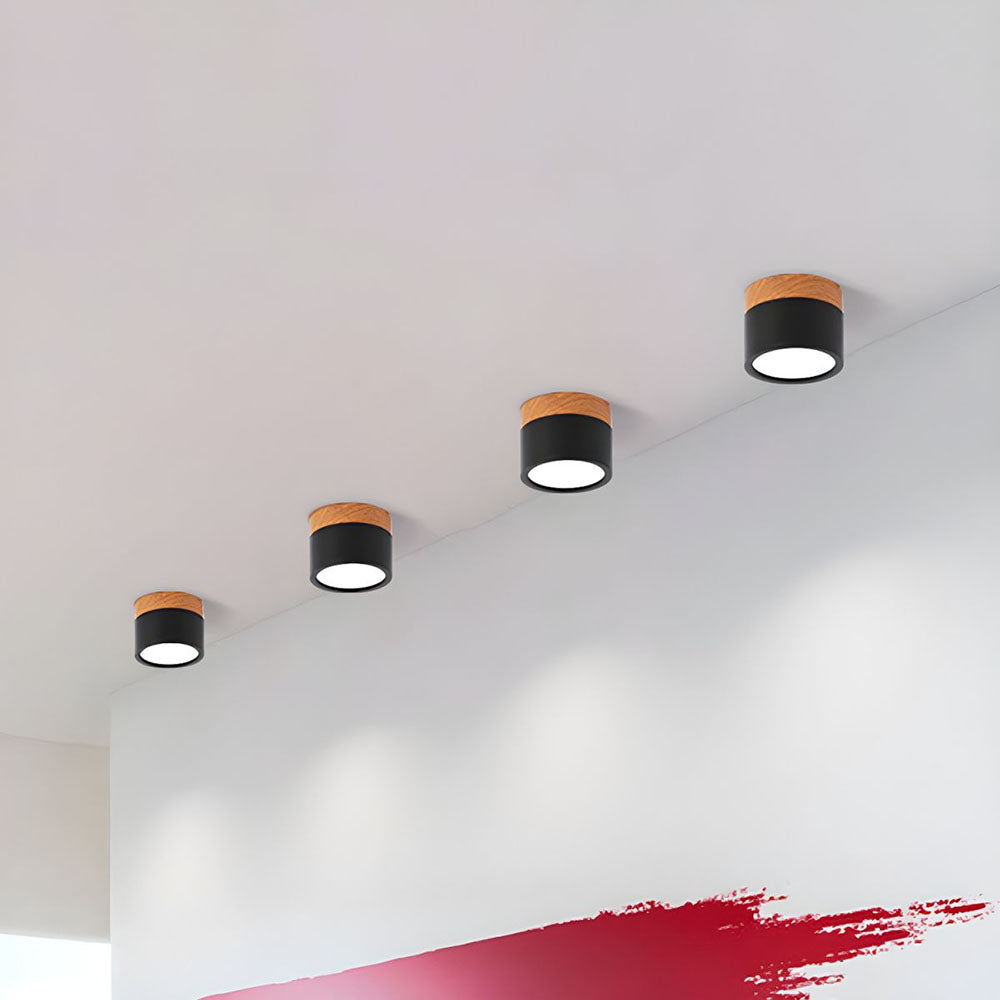 Cilindervormige Kleine Plafondlampen Modern Minimalistisch Zwart D11cm*H7cm-7W Wit licht