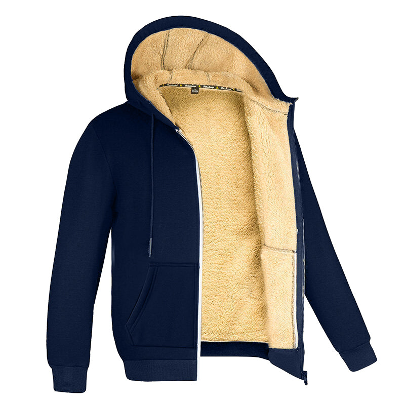 Fleece Vest Met Bontvoering Polar Heren Warm Comfort - Winterjas Heren Marineblauw