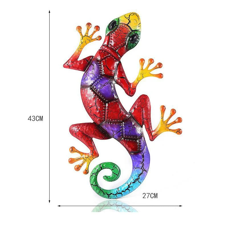 Decoratieve Metalen Gecko Tuindecoratie Groen Rood Blauw