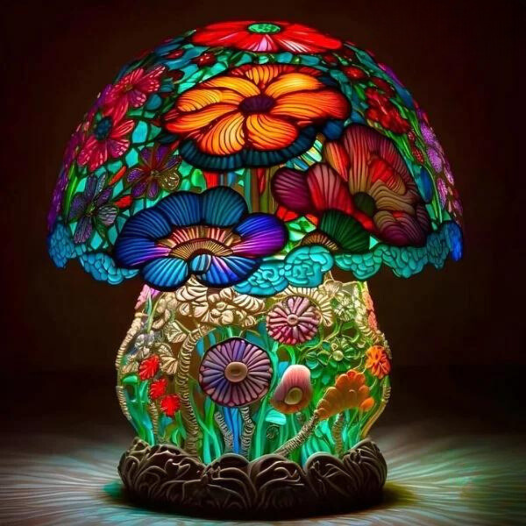 Decoratieve Paddenstoellamp in Bohemien Stijl met Warm Licht Brede paddestoel 15cm