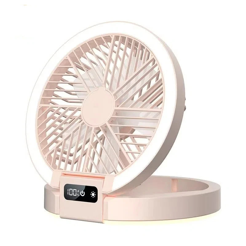 Draadloze Ventilator Met LED Display Voor Thuisgebruik Perzikroze