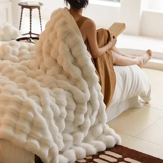 Draagbare Fluffy Deken Van Imitatiebont Zacht Comfortabel