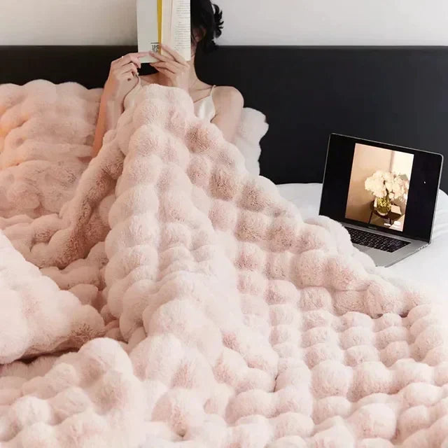 Draagbare Fluffy Deken Van Imitatiebont Zacht Comfortabel