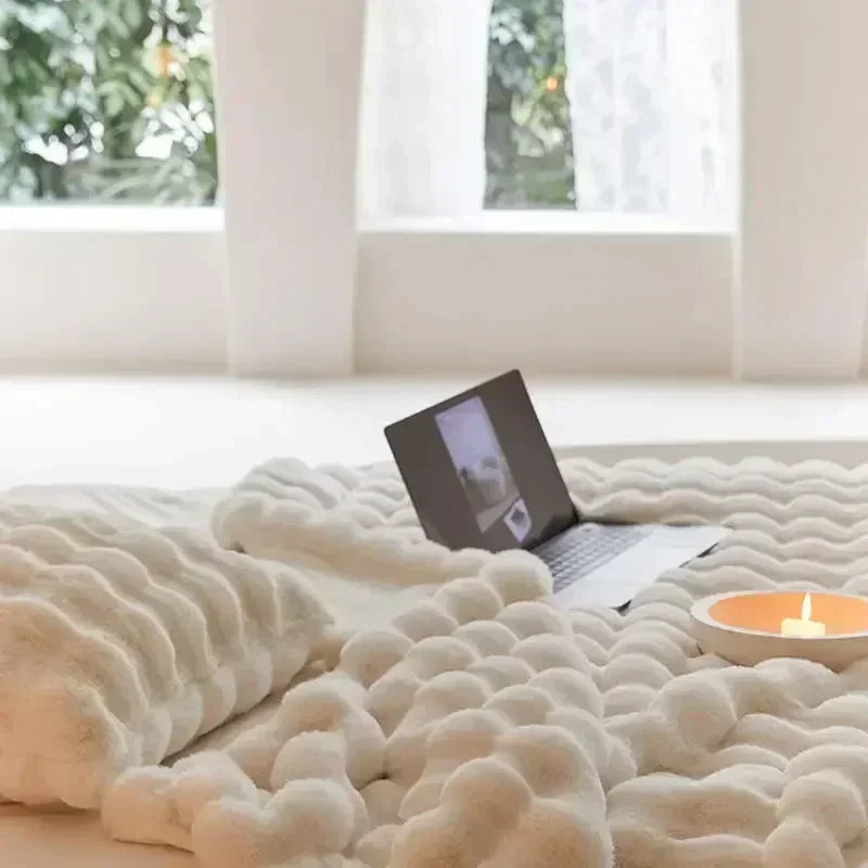 Draagbare Fluffy Deken Van Imitatiebont Zacht Comfortabel