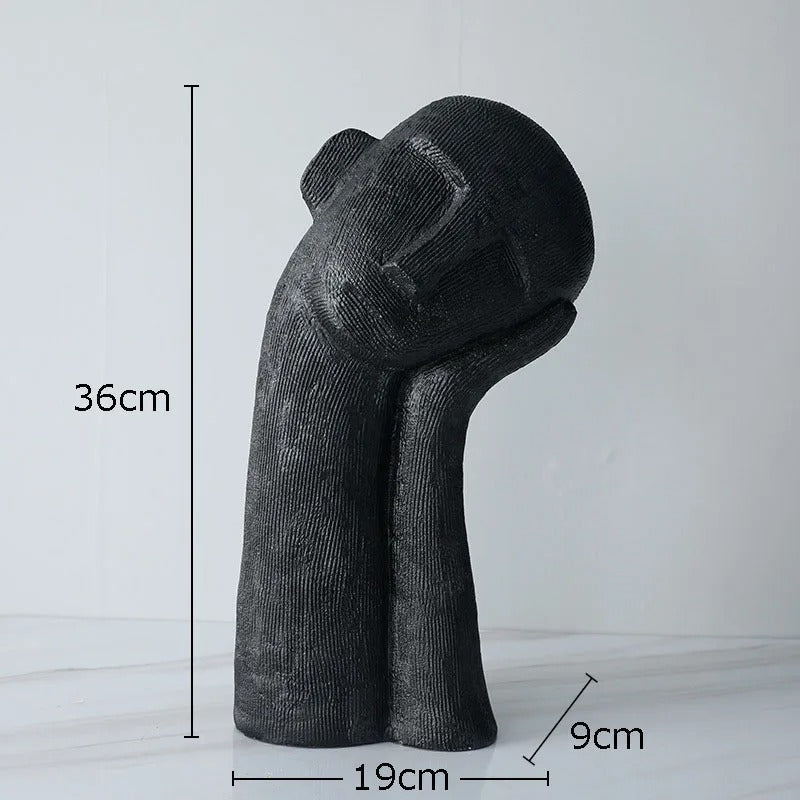 Asymmetrie Beeldje Van Hars Voor Modern Interieurdecoratie Zwart