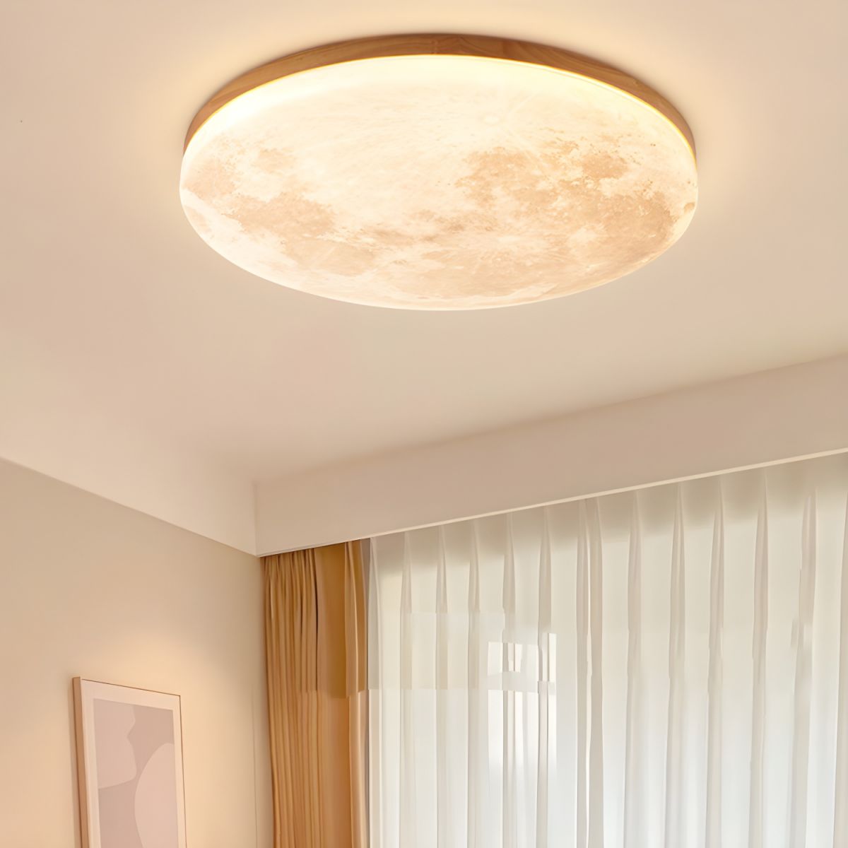 Minimalistische Maanvormige Ronde Led Plafondlamp Warm
