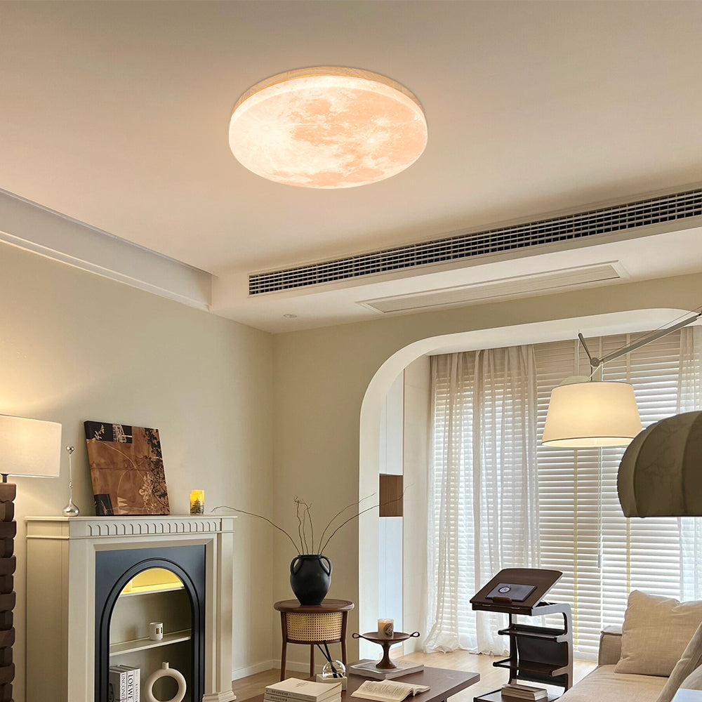 Minimalistische Maanvormige Ronde Led Plafondlamp Warm
