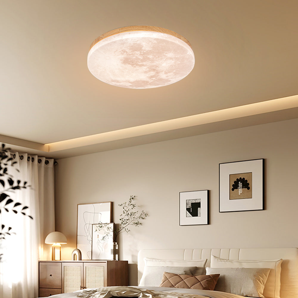 Minimalistische Maanvormige Ronde Led Plafondlamp Warm