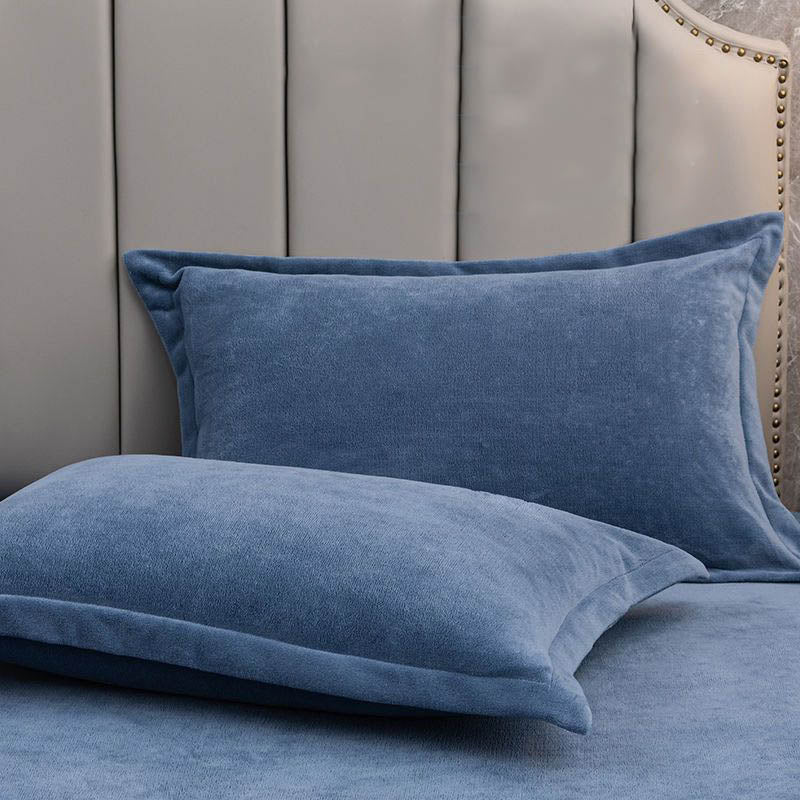 Effen Fluwelen Decoratieve Kussenslopen Voor Slaapkamer Set Donkerblauw 19" x 29