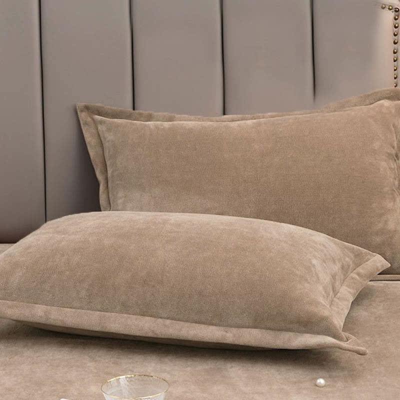 Effen Fluwelen Decoratieve Kussenslopen Voor Slaapkamer Set Koffie 19" x 29