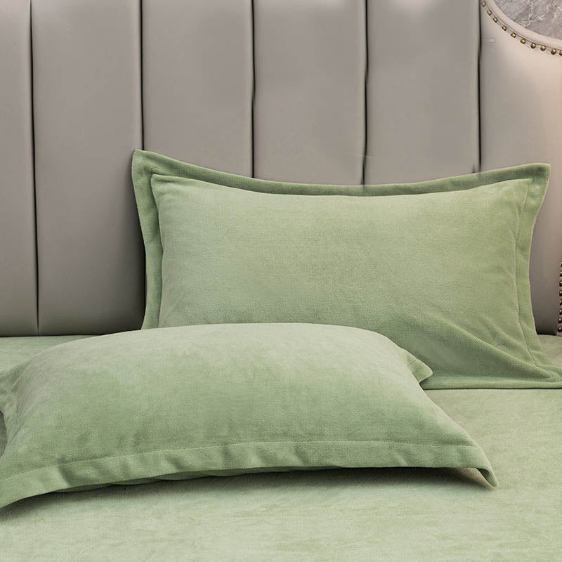 Effen Fluwelen Decoratieve Kussenslopen Voor Slaapkamer Set Matcha Groen 19" x 29
