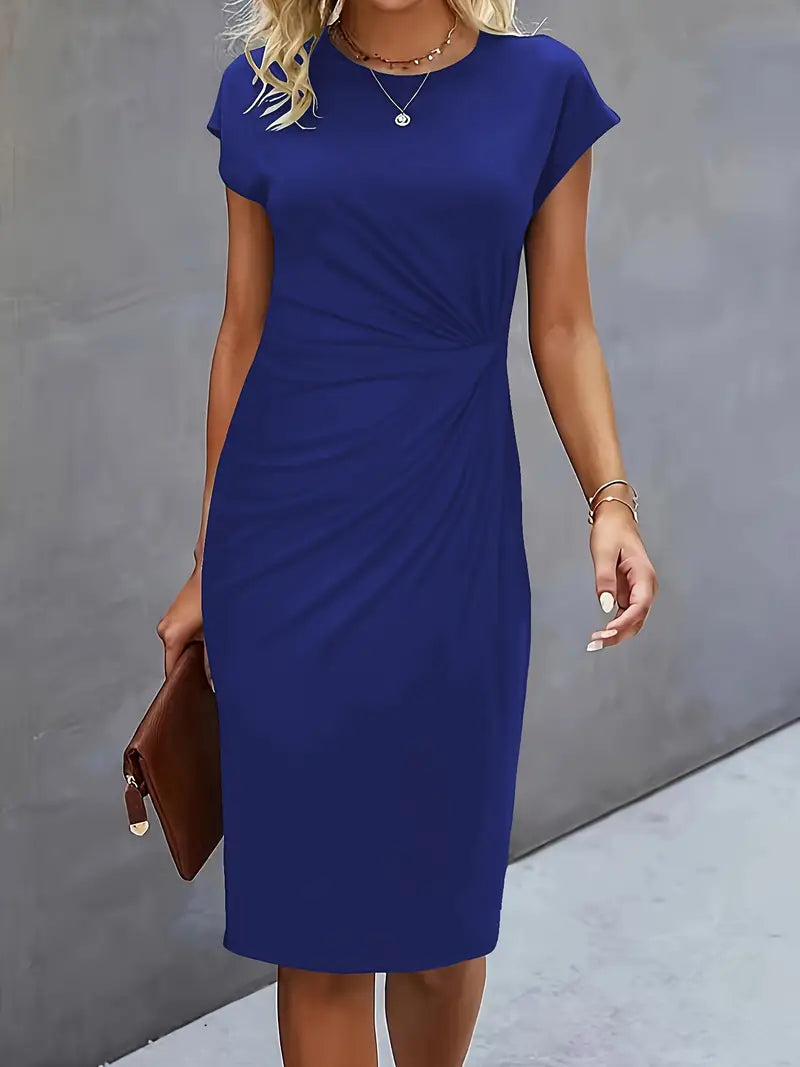 Katrien – Tijdloze Midi Jurk – Elegant en Comfortabel Marineblauw