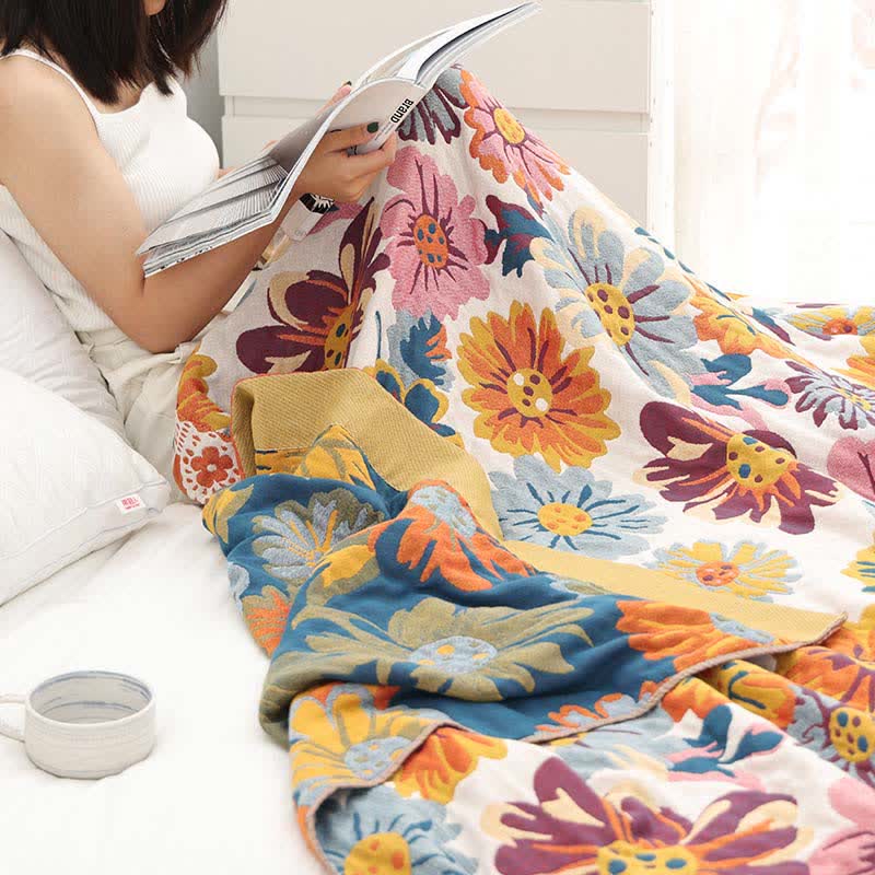 Omkeerbare Katoenen Quilt Met Bloemen Decoratief Voor Deken