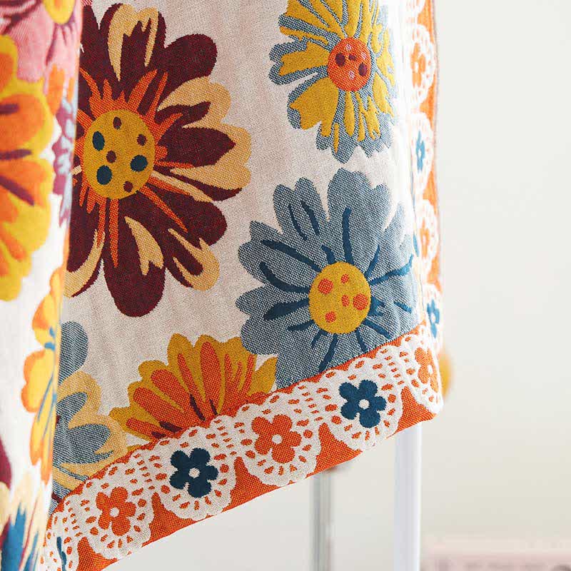 Felgekleurde Zachte Katoenen Badhanddoek Met Bloemenmotief
