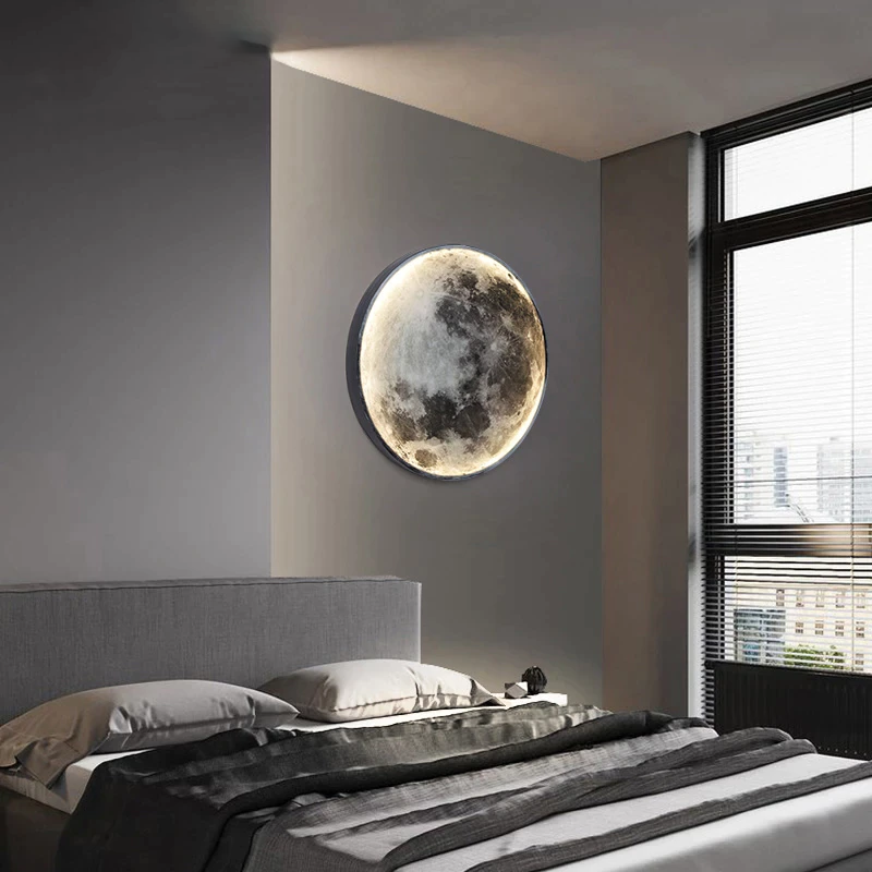 Maanlamp Wandlamp met Afstandsbediening en Dimbare Verlichting voor Slaapkamer en Woonkamer Verlichting SEREIN