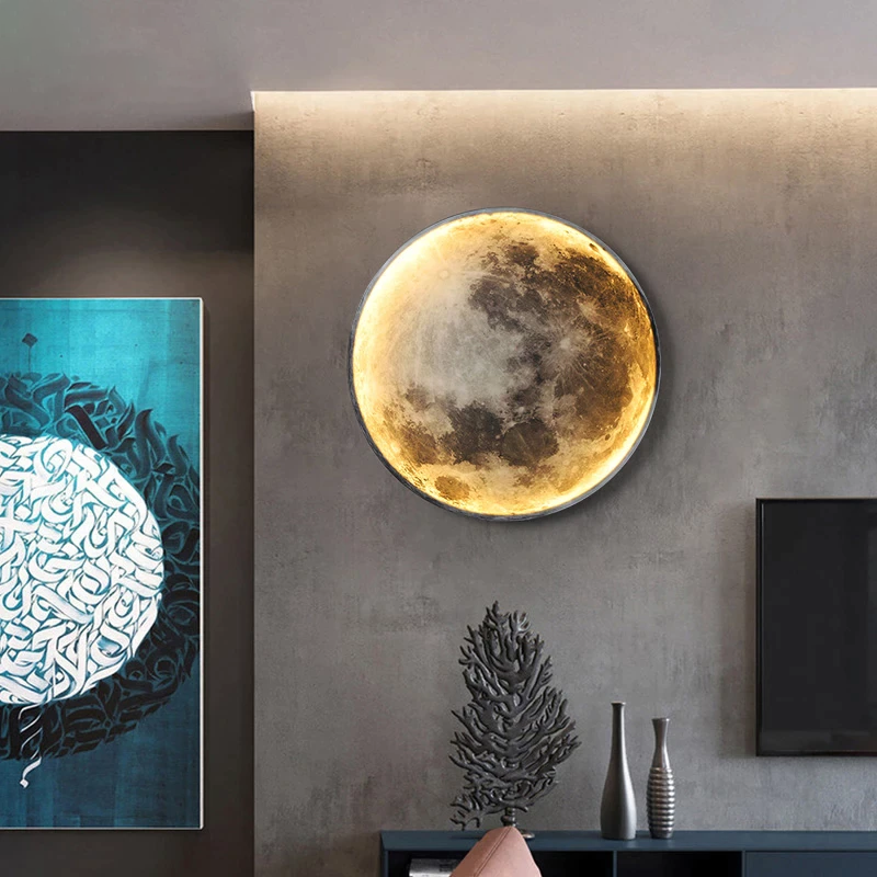 Maanlamp Wandlamp met Afstandsbediening en Dimbare Verlichting voor Slaapkamer en Woonkamer Verlichting SEREIN