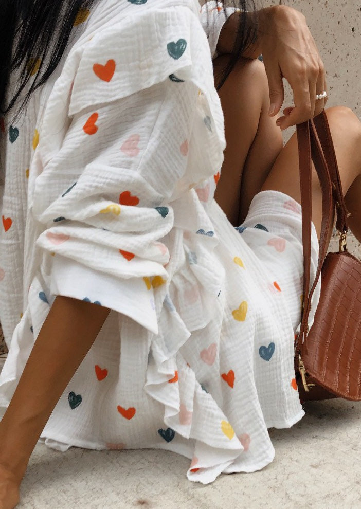 Francesca Set Hartprint Katoenen Overhemd en Shorts Set