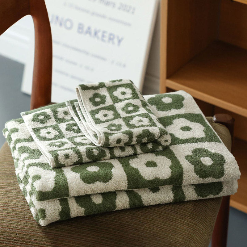 Geruite Bloemen Ademende Katoenen Badhanddoek Voor Baby