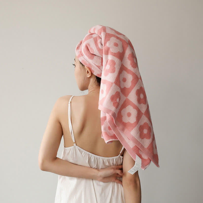 Geruite Bloemen Ademende Katoenen Badhanddoek Voor Baby