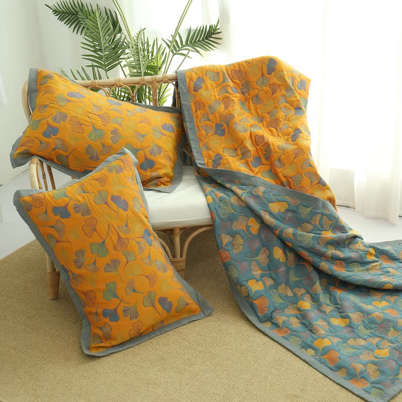 Zachte Ginkgo Blad Katoenen Kussensloop 2 Stuks Set