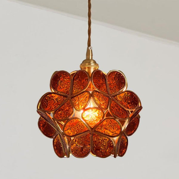 Glazen Hanglamp Lotusbloem Design Voor Modern Interieur Bruin