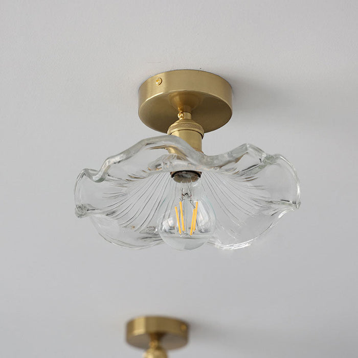 Glazen Plafondlamp Hibiscusvorm Modern Elegant Design Transparant