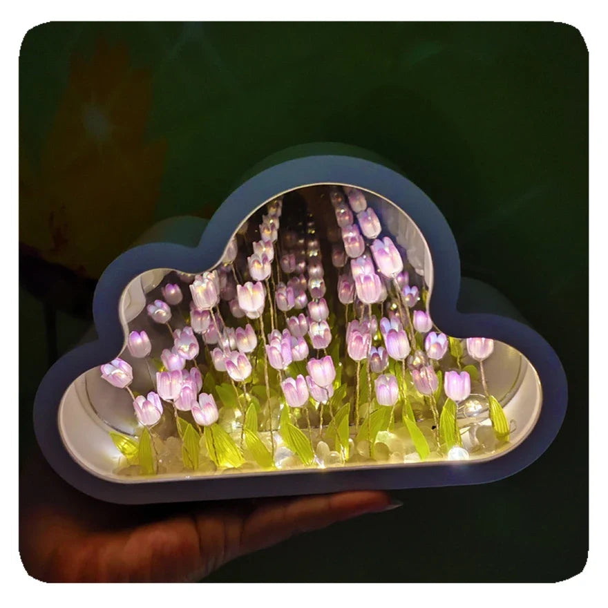 Tulpenlamp Met Oneindigheidseffect Voor Sfeervol Huis Paars