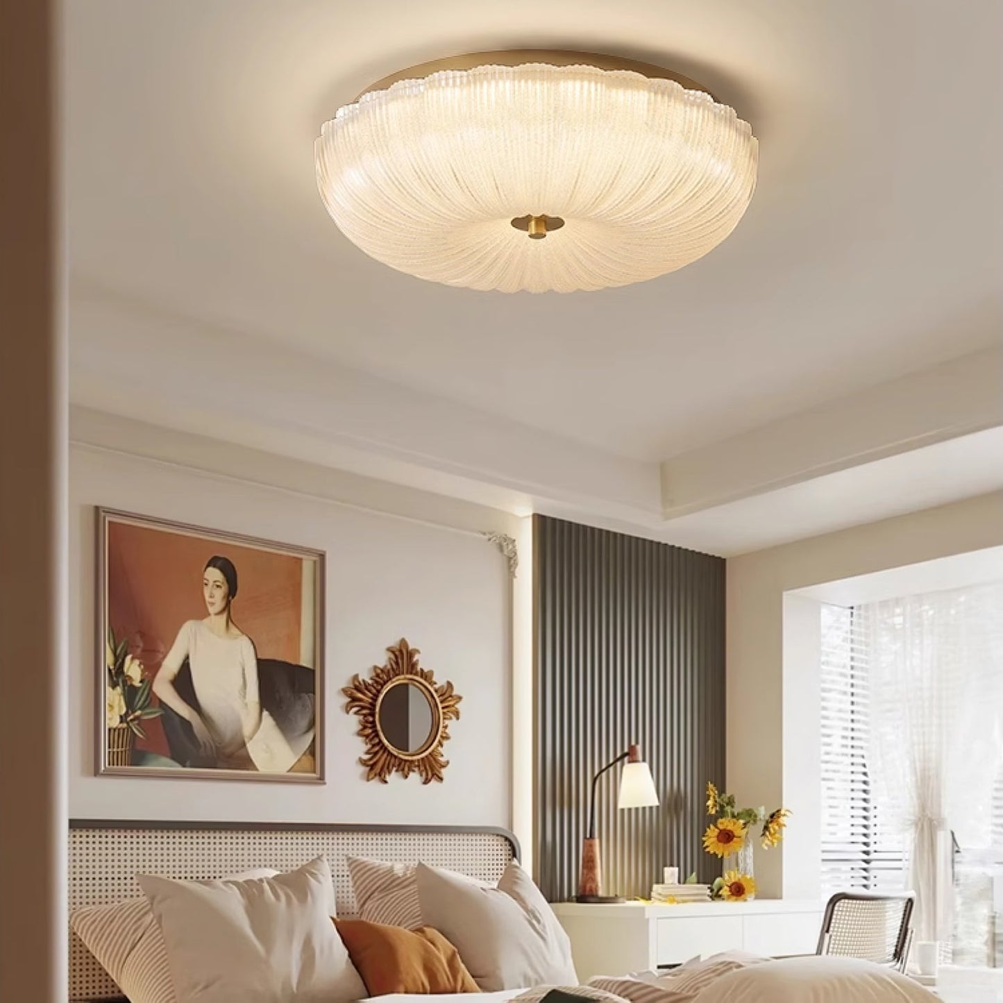 Plafondlamp Ripple Glas 20 Cm Diameter Warm Wit Licht
