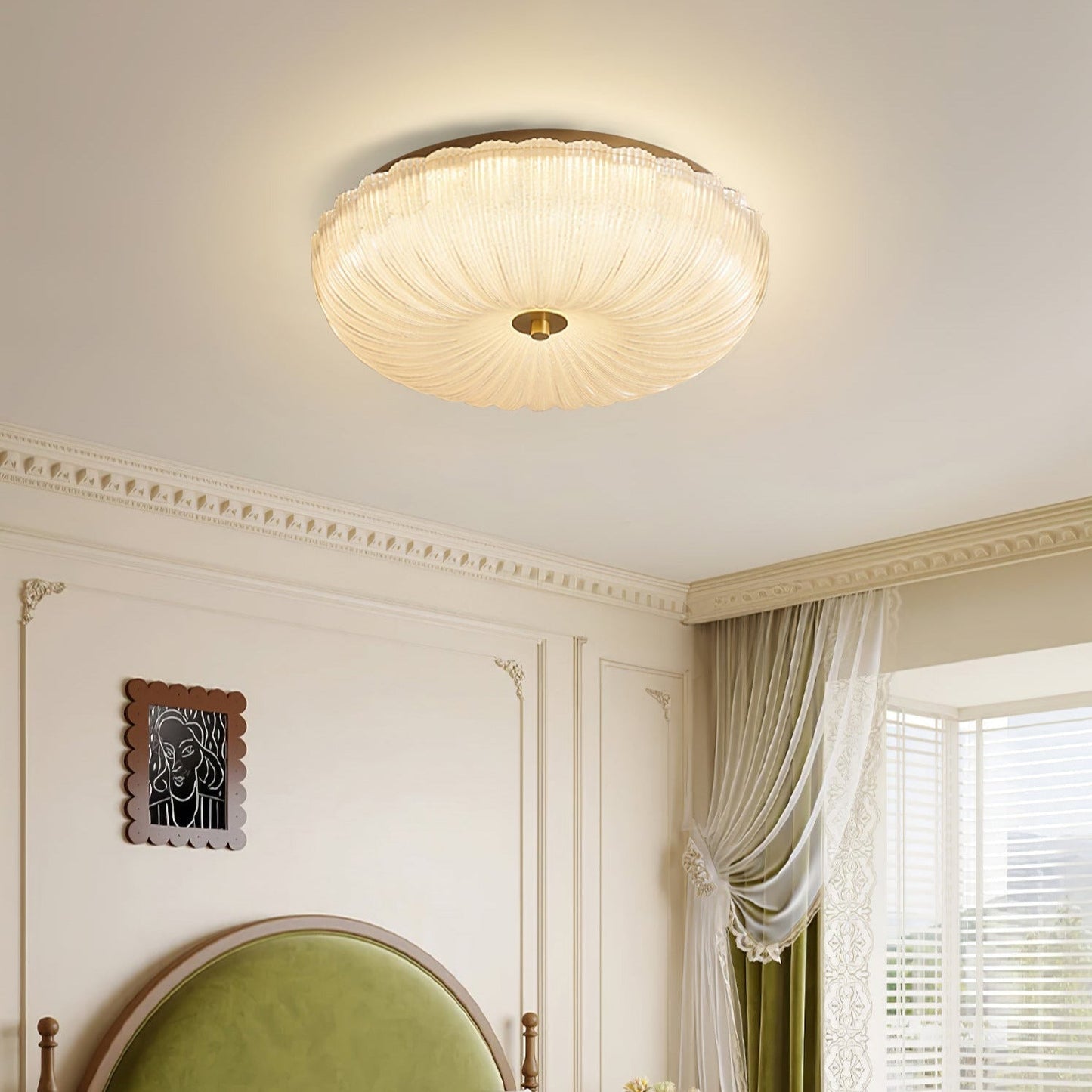 Plafondlamp Ripple Glas 20 Cm Diameter Warm Wit Licht
