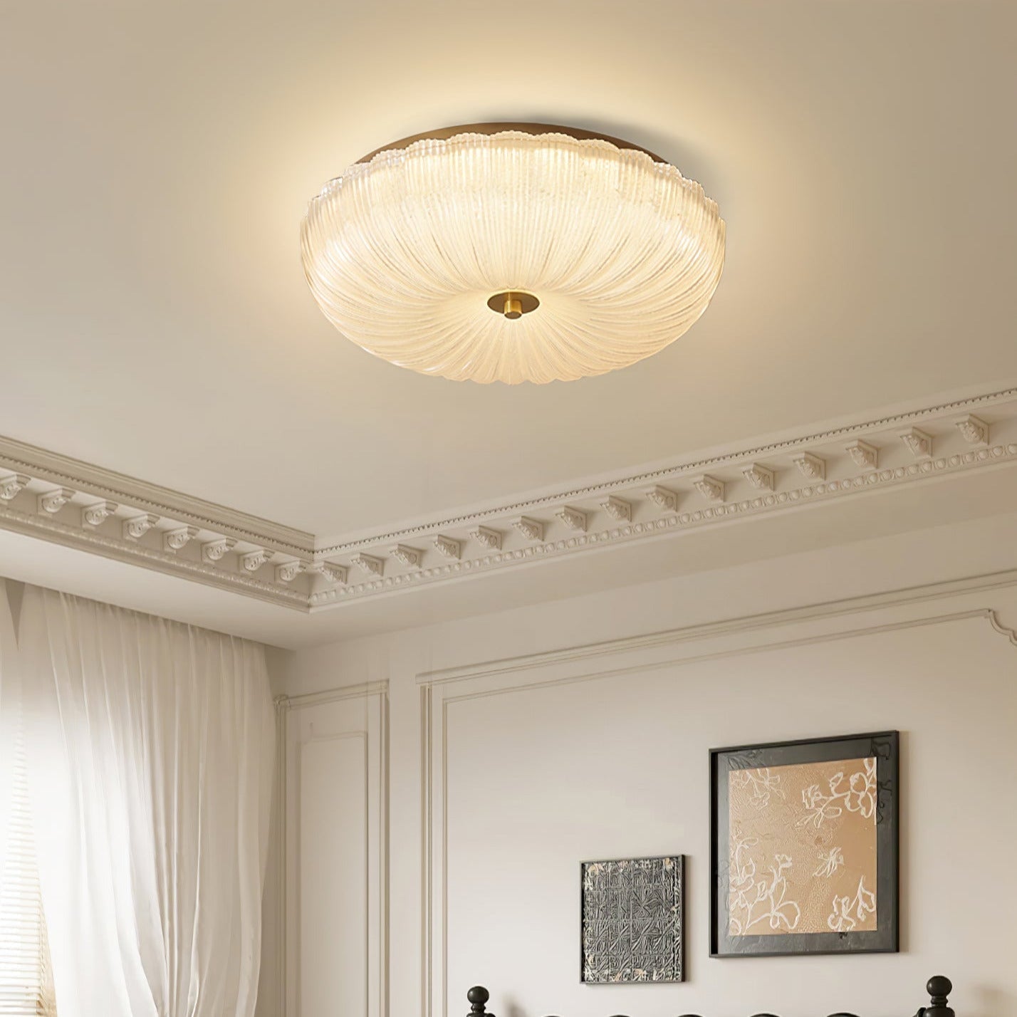 Plafondlamp Ripple Glas 20 Cm Diameter Warm Wit Licht D 40 cm Drie kleurveranderingen