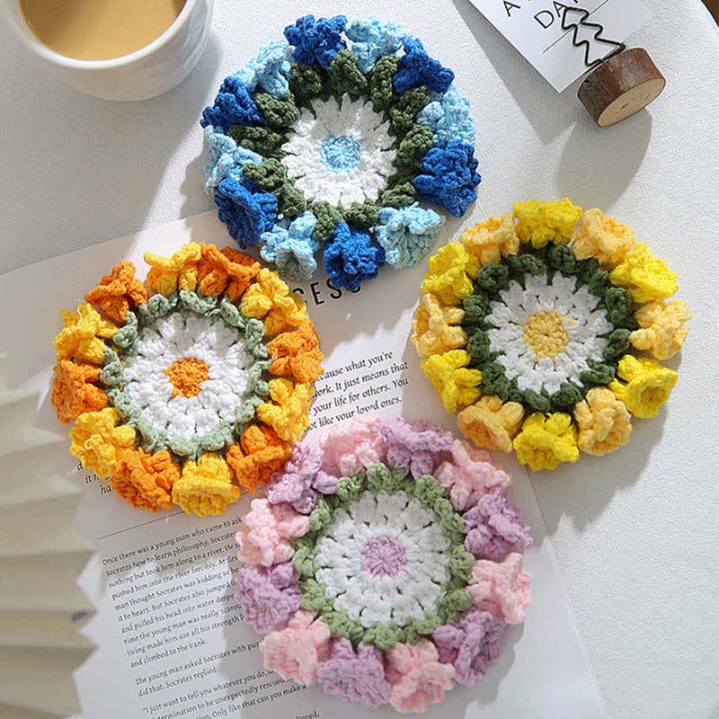 Lelietje Van Dalen Gehaakte Onderzetter Set (8 kleuren) 8 stuks 5" x 5