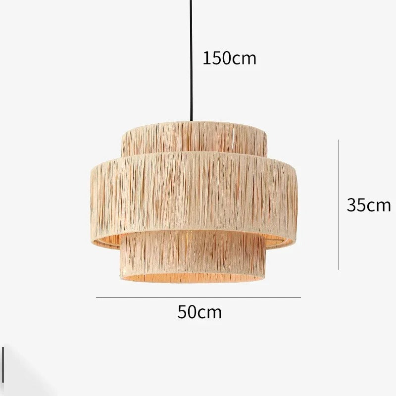 Hanglamp van Riet met Boho Ontwerp voor Eettafel of Slaapkamer D50cm x H35cm
