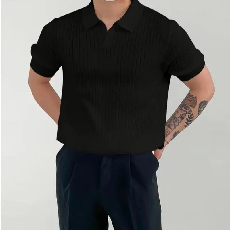 Heren T Shirt Katoen Spierfit Zwart