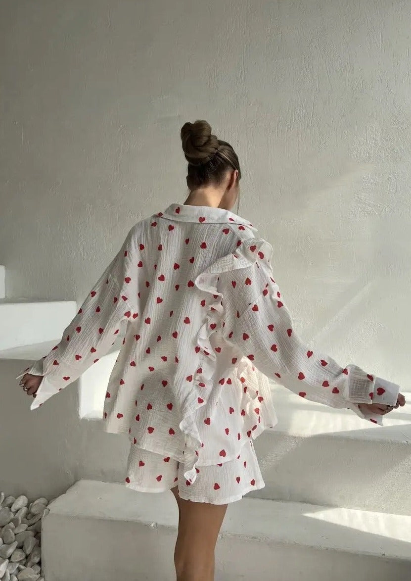 Stijlvolle Tallulah Set met Hartprint van Katoen