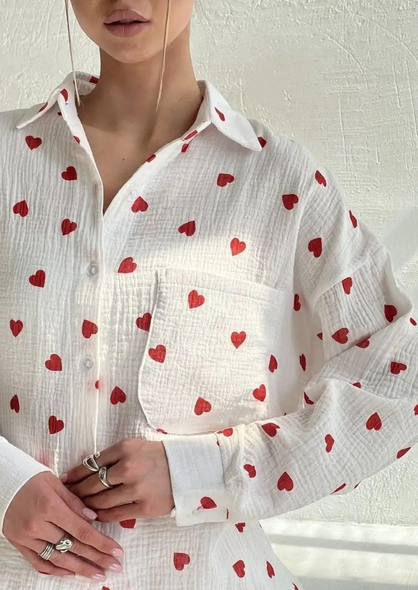 Stijlvolle Tallulah Set met Hartprint van Katoen