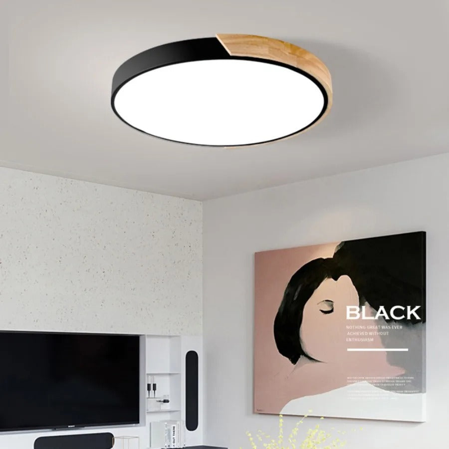 Scandinavische LED Plafondlamp in Cirkelvorm – Houten Plafonniere voor Slaapkamer en Studie, DIA 23 cm en 30 cm
